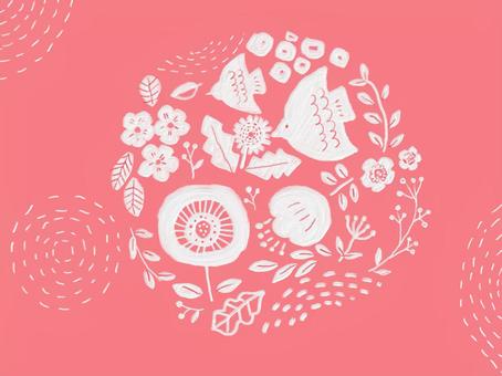 Flower and bird icon Scandinavian design background, , JPG