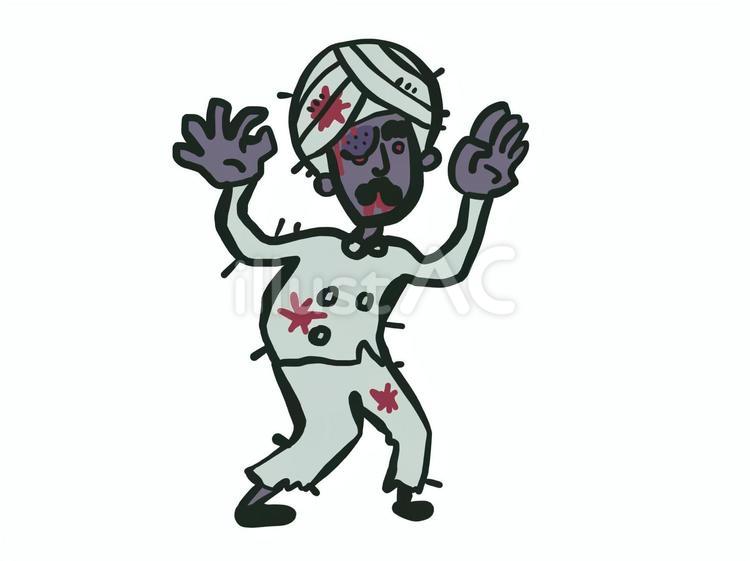 青痣次段階のゾンビインド人 インド,インド人,ターバンのイラスト素材