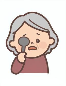 視力が低下しているおばあさん 視力検査,視力テスト,視力低下,見えない,老化,老眼,乱視,近視,眼科,病院のイラスト素材