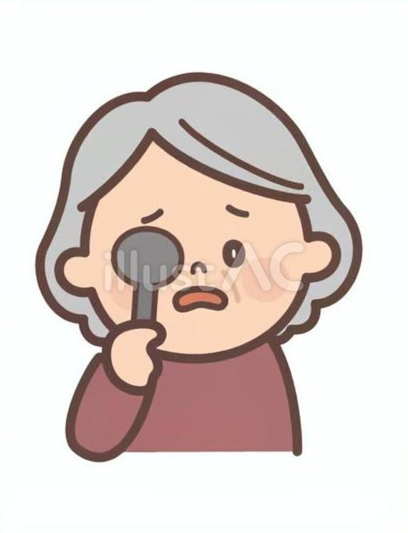 視力が低下しているおばあさん 視力検査,視力テスト,視力低下のイラスト素材