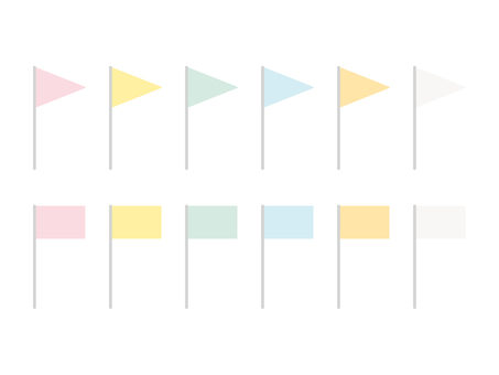 長方形と三角形の旗セット　パステルカラー 旗,セット,フラッグ,三角形,三角,長方形,四角,シンプル,かわいい,ポイントのイラスト素材