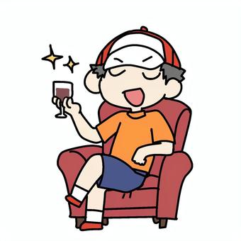 ワイングラス片手の優越感少年 小学生,片手,優越感,セレブ,ぶどうジュース,イメージ,ワイングラス,金持ち,コップ,富豪のイラスト素材