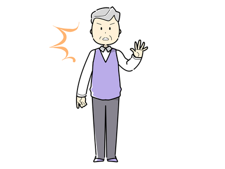 手を上げる怒った全身おじいさん 全身,おじいさん,注意,老人,高齢者,祖父,シニア,年寄り,白髪,高齢のイラスト素材