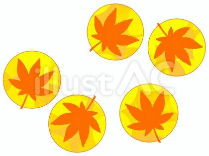 もみじの葉のイラスト、シンプルな背景素材