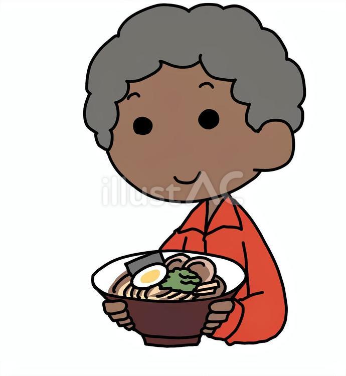 ラーメンとアフロ男性 アフロ,男性,ラーメンのイラスト素材