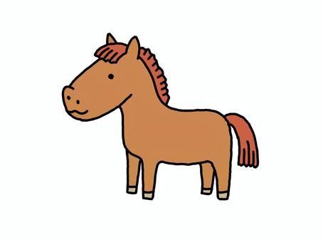 横を向いた優しい表情の馬 馬,かわいい,横向き,午年,立ち姿,線画,縁起物,正月,新年,年賀状のイラスト素材