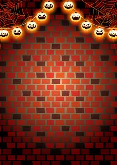 Halloween2552 煉瓦,ガーランド,蜘蛛の巣,ちょうちん,ジャックオーランタン,かわいい,ハロウィン,背景,壁紙,ウォールのイラスト素材