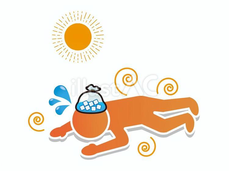 熱中症 熱中症,かわいい,シンプルのイラスト素材