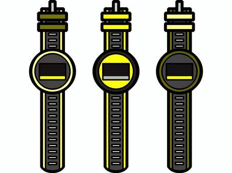 腕時計のセットアイコン『黄』 腕時計のセットアイコン『黄』 腕時計,時計,腕,着用,時間,確認,画面,道具,モチーフ,カラーのイラスト素材