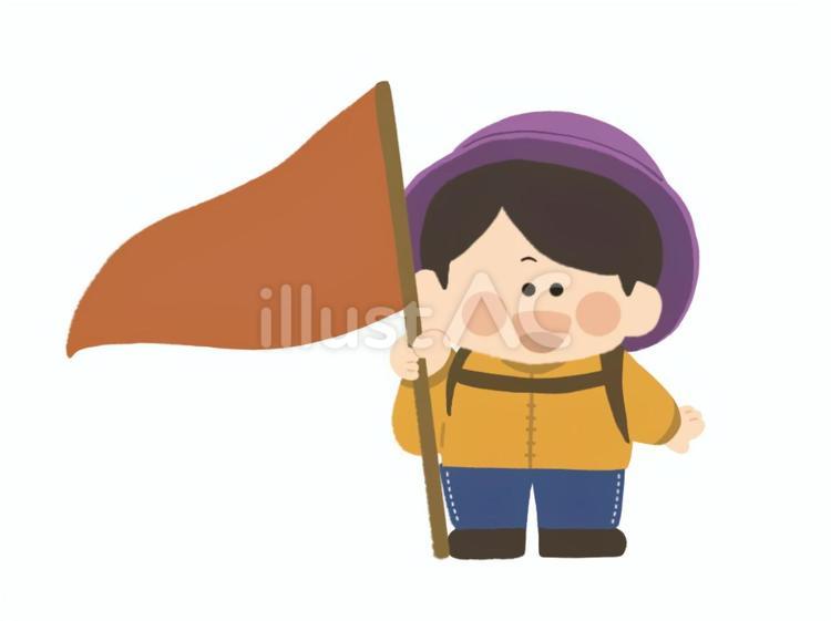 旗を持った人_登山 旗,人,男性のイラスト素材