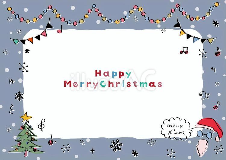 クリスマスの手描きペンの背景フレーム 冬,クリスマス,サンタクロースのイラスト素材