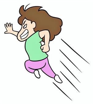 ダッシュして何かを掴もうとする女性02 ダッシュ,走る,必死,掴む,捕まえる,追う,追いかける,焦り,頑張る,努力のイラスト素材