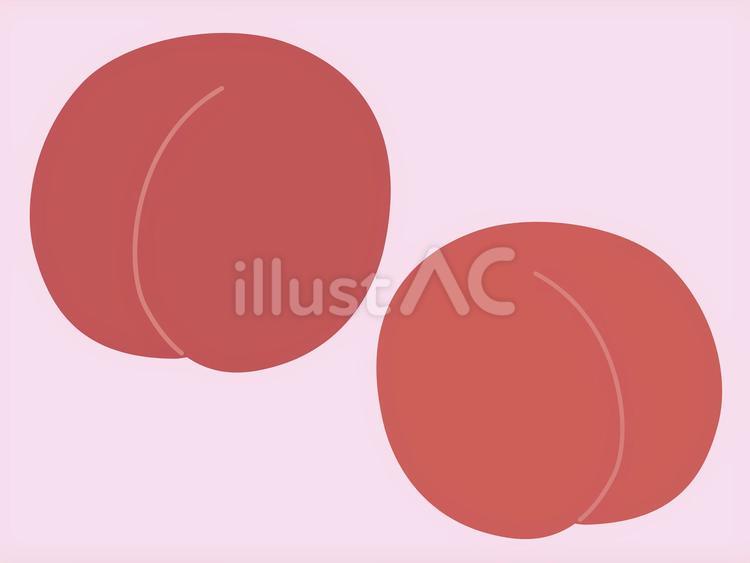 桃２つ　背景ピンク もも,丸ごと,皮付きのイラスト素材