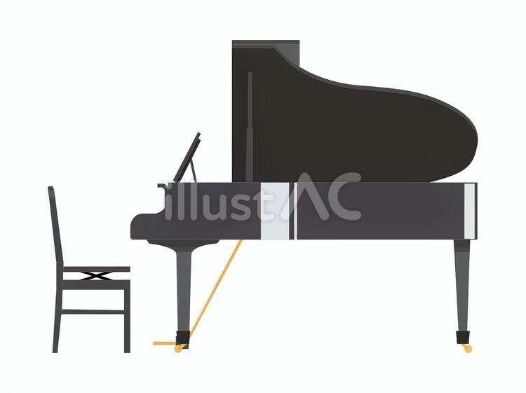 横から見たピアノ（黒） グランドピアノ,ピアノ,側面のイラスト素材