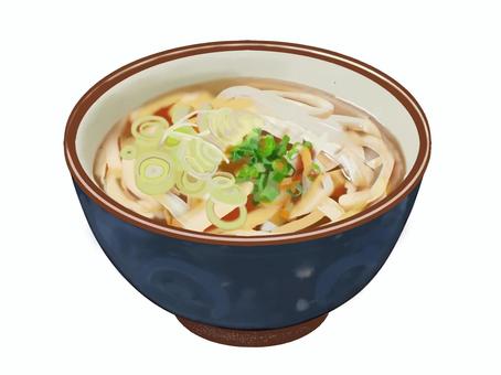 かけうどん(9) かけうどん,すうどん,うどん,食べ物,和食,日本食,ねぎ,単品,手描き,リアルのイラスト素材