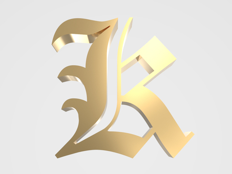 アルファベットK_old London 文字,ゴージャス,アルファベット,透過,png,old,london,金色,ゴールド,キラキラのイラスト素材