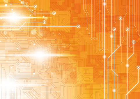 電子回路の明るいデジタル背景素材 デジタル,電子回路,テクノロジー,基盤,ブロック,光,フレア,スタイリッシュ,オレンジ色,背景のイラスト素材