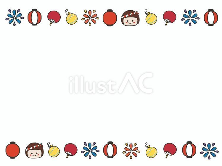 お祭りの枠 祭り,お祭り,子どものイラスト素材