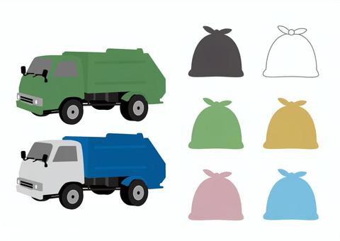 ゴミ ゴミ収集車,パッカー車,ごみ収集車,ゴミ収集,ごみ回収,収集車,トラック,車,ごみ,分別のイラスト素材