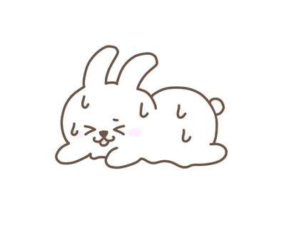 暑すぎて溶けるうさぎ うさぎ,夏,暑い,真夏,猛暑,熱中症,溶ける,真夏日,猛暑日,倒れるのイラスト素材