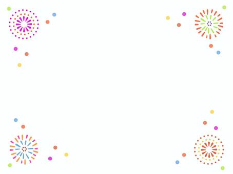 花火のコーナーフレーム2（夏祭り・縁日） 花火,打ち上げ花火,コーナー,夏,夏祭り,祭り,縁日,夜,夜空,写真枠のイラスト素材