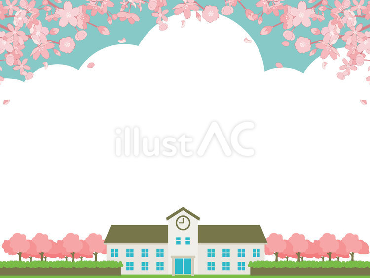 春の学校のフレーム 春,学校,桜のイラスト素材