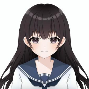 セーラー服(夏服)の少女 コスプレ,女子,女の子,美少女,萌え,アイコン,かわいい,フリー,無料,夏服のイラスト素材