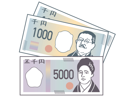 偉人のお札:七千円(2) 偉人のお札:七千円(2) お札,紙幣,お金,5000,1000,五千円札,千円札,偉人,人物,津田のイラスト素材