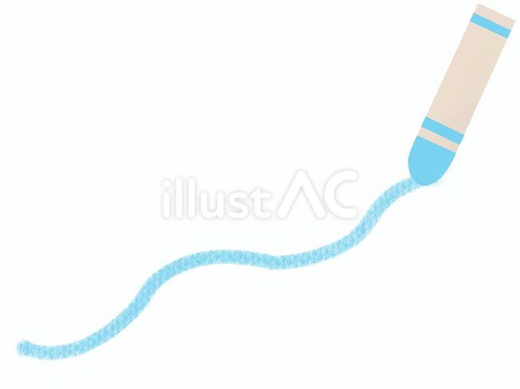 水色のクレヨンと手描きのくねくねライン クレヨン,ライン,水色のイラスト素材