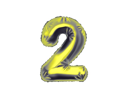 バルーン数字2ゴールド バルーン,風船,数字,かわいい,パーティーグッズ,2のイラスト素材