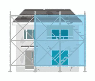 足場を組まれた住宅 足場を組まれた住宅 賃貸,賃貸物件,家賃,投資,不動産,入居,戸建て,戸建て物件,戸建て住宅,新築のイラスト素材