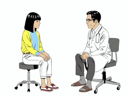 昭和の医師に相談する女性01