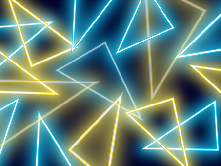 ネオンの三角メンフィス背景 水色 黄色 背景,ネオン,メンフィス,幾何学,図形,ライン,三角形,カラフル,水色,黄色のイラスト素材