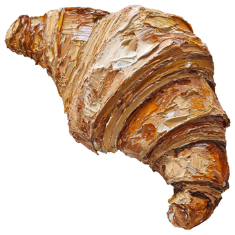 クロワッサン クロワッサン,パン,ベーカリー,朝食,食べ物,焼きたて,デニッシュ,パイ生地,油絵風,厚塗りのイラスト素材