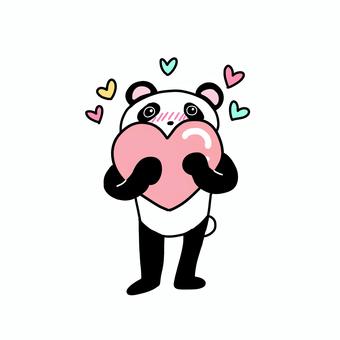 ハートを持って赤面するパンダ パンダ,動物,キャラ,ポップ,かわいい,ハート,嬉しい,喜ぶ,バレンタイン,好きのイラスト素材