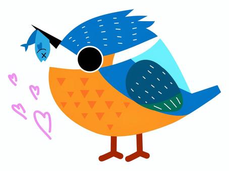 デフォルメした求愛するカワセミイラスト カワセミ,オス,鳥,小鳥,野鳥,動物,かわいい,アイコン,ワンポイント,デフォルメのイラスト素材