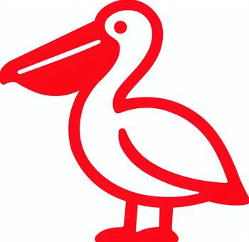 ピクトグラムの赤のペリカンです。 ピクトグラム,ペリカン,シンプル,鳥,くちばし,翼,飛ぶ,動物,赤のイラスト素材