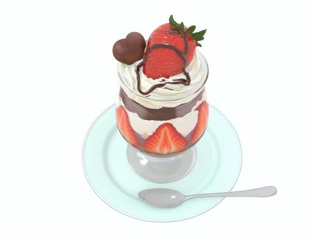 バレンタインのハートのイチゴチョコパフェ バレンタイン,ハート,チョコレート,パフェ,スィーツ,甘味,お菓子のイラスト素材