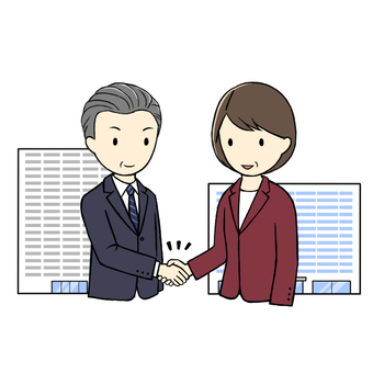 握手をするビジネスパーソン1 業務提携,握手,合併,会社,事業,共同,契約,企業,取引,対等のイラスト素材