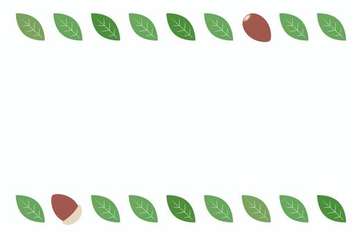 どんぐりと葉っぱのフレームイラスト
