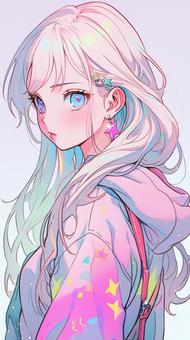 白髮女孩, 柔和的颜色, 少女, 白头发, JPG