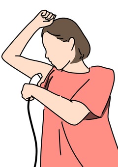 腋にセルフ照射する女性 カラー 腋にセルフ照射する女性 カラー セルフ,脱毛,照射,女性,腋,カラーのイラスト素材