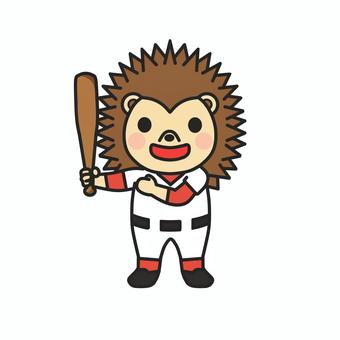 野球バットを持ってポーズをとるハリネズミ 野球,バット,ユニフォーム,試合,練習,スポーツ,チーム,打者,バッティング,学校のイラスト素材