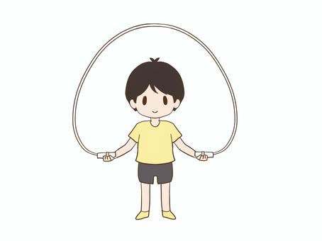 縄跳びで遊んでいる男の子のイラスト 縄跳び,男の子,遊び,子ども,運動,手描き,人物のイラスト素材