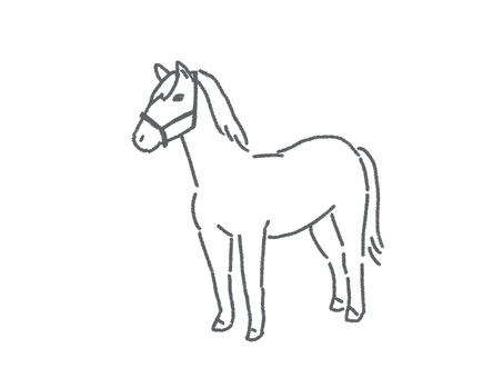 立っている馬 馬,午,年賀状,正月,挨拶,干支,年賀状素材,元旦,新春,縁起物のイラスト素材