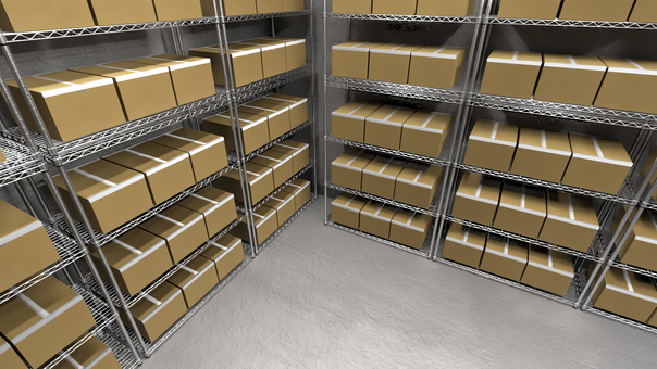 倉庫の角 倉庫,荷物,倉庫作業,段ボール,仕事,在庫,山積み,室内,物置,保管庫のイラスト素材