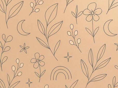 184.背景 北欧,線画,手描き,ナチュラル,植物,花,葉っぱ,ボタニカル,フラワー,自然のイラスト素材