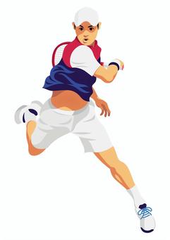 テニス選手15 テニス選手15 テニス,ジャンプ,スマッシュ,テニスラケット,テニスウェア,グランドスラム,フォアハンド,一人,人物,全身のイラスト素材