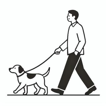 犬の散歩 犬の散歩 散歩,犬,ペット,男性,シンプル,歩く,散策,動物のイラスト素材