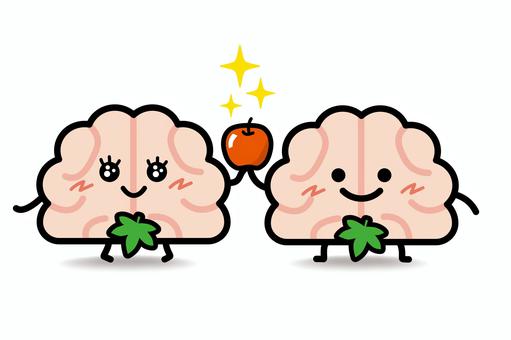 脳みそさん★失楽園 脳みそ,失楽園,恋愛,りんご,笑顔,2人,女性,男性,脳,キラキラのイラスト素材